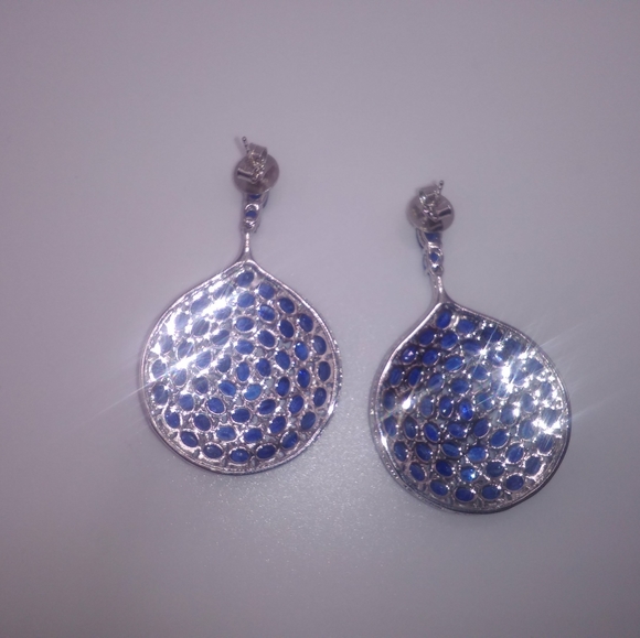 Blue Kyanite Gemstone Dangle Earrings Sterling Silver - Picture 11 of 12